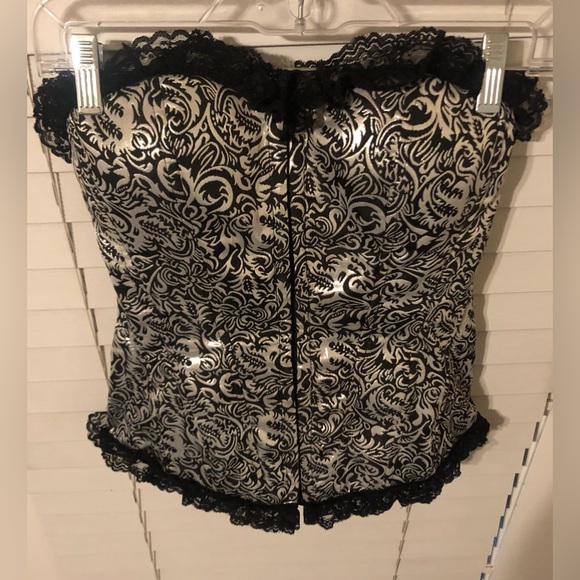 Vintage tapestry Corset with lace & boning by Shirley of Hollywood corset L GUC - Picture 10 of 11